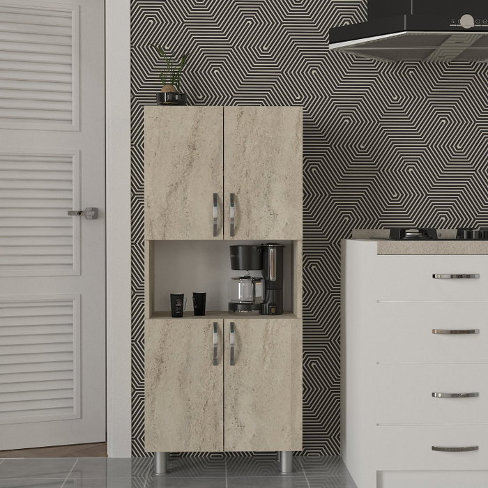 Hanah Home Mueble de Baño Travertino Melamina 59.5x140.3x29.5 cm Armario con Estantes Amplio Almacenamiento